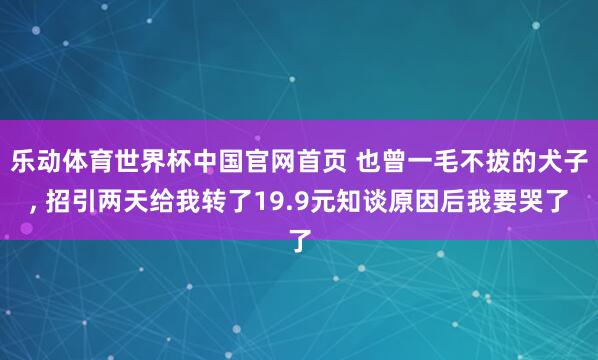 乐动体育世界杯中国官网首页 也曾一毛不拔的犬子， 招引两天给我转了19.9元知谈原因后我要哭了