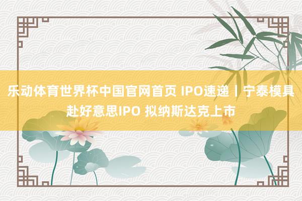乐动体育世界杯中国官网首页 IPO速递丨宁泰模具赴好意思IPO 拟纳斯达克上市