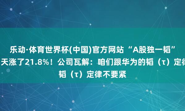 乐动·体育世界杯(中国)官方网站 “A股独一韬”，股价3天涨了21.8%！公司瓦解：咱们跟华为的韬（τ）定律不要紧