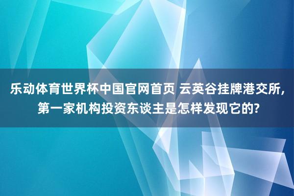 乐动体育世界杯中国官网首页 云英谷挂牌港交所， 第一家机构投资东谈主是怎样发现它的?