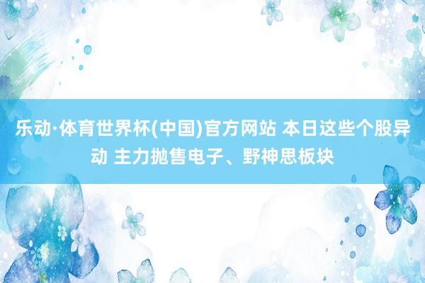 乐动·体育世界杯(中国)官方网站 本日这些个股异动 主力抛售电子、野神思板块