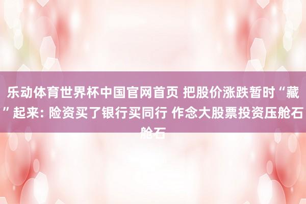 乐动体育世界杯中国官网首页 把股价涨跌暂时“藏”起来: 险资买了银行买同行 作念大股票投资压舱石