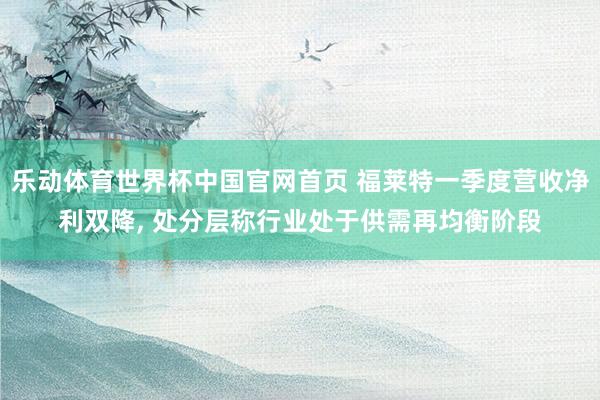 乐动体育世界杯中国官网首页 福莱特一季度营收净利双降， 处分层称行业处于供需再均衡阶段