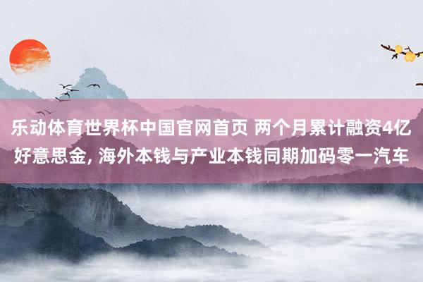 乐动体育世界杯中国官网首页 两个月累计融资4亿好意思金， 海外本钱与产业本钱同期加码零一汽车
