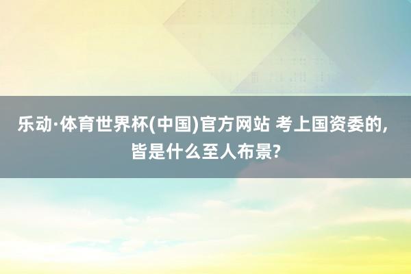 乐动·体育世界杯(中国)官方网站 考上国资委的， 皆是什么至人布景?