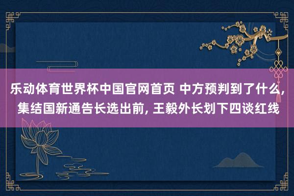 乐动体育世界杯中国官网首页 中方预判到了什么， 集结国新通告长选出前， 王毅外长划下四谈红线