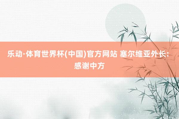 乐动·体育世界杯(中国)官方网站 塞尔维亚外长: 感谢中方