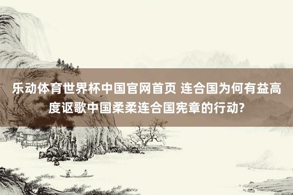 乐动体育世界杯中国官网首页 连合国为何有益高度讴歌中国柔柔连合国宪章的行动?