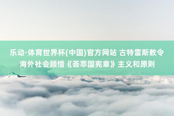 乐动·体育世界杯(中国)官方网站 古特雷斯敕令海外社会顾惜《荟萃国宪章》主义和原则