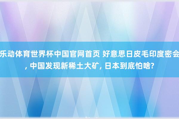 乐动体育世界杯中国官网首页 好意思日皮毛印度密会， 中国发现新稀土大矿， 日本到底怕啥?