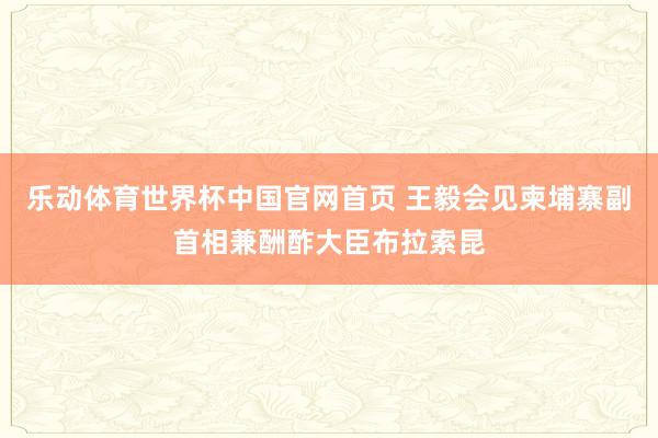 乐动体育世界杯中国官网首页 王毅会见柬埔寨副首相兼酬酢大臣布拉索昆