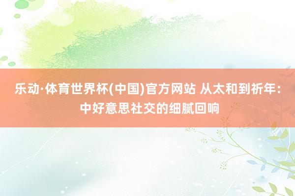 乐动·体育世界杯(中国)官方网站 从太和到祈年: 中好意思社交的细腻回响