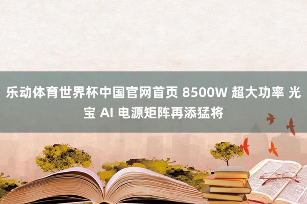 乐动体育世界杯中国官网首页 8500W 超大功率 光宝 AI 电源矩阵再添猛将