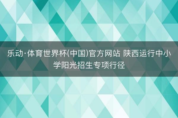乐动·体育世界杯(中国)官方网站 陕西运行中小学阳光招生专项行径