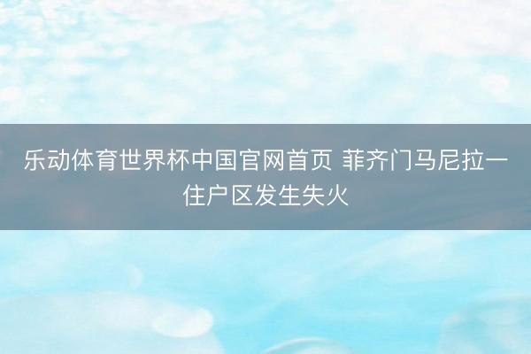 乐动体育世界杯中国官网首页 菲齐门马尼拉一住户区发生失火