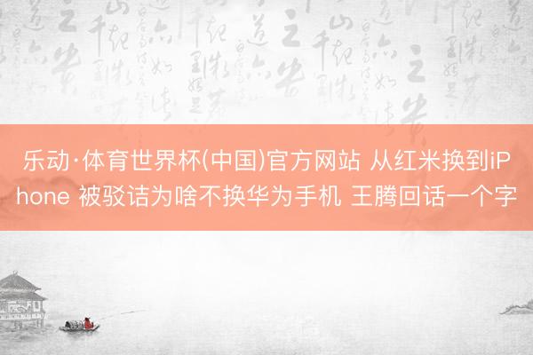 乐动·体育世界杯(中国)官方网站 从红米换到iPhone 被驳诘为啥不换华为手机 王腾回话一个字
