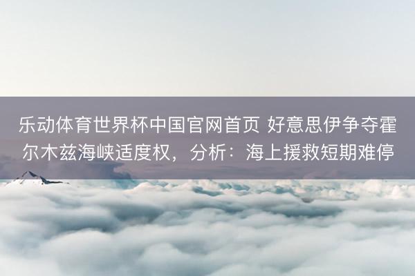乐动体育世界杯中国官网首页 好意思伊争夺霍尔木兹海峡适度权，分析：海上援救短期难停